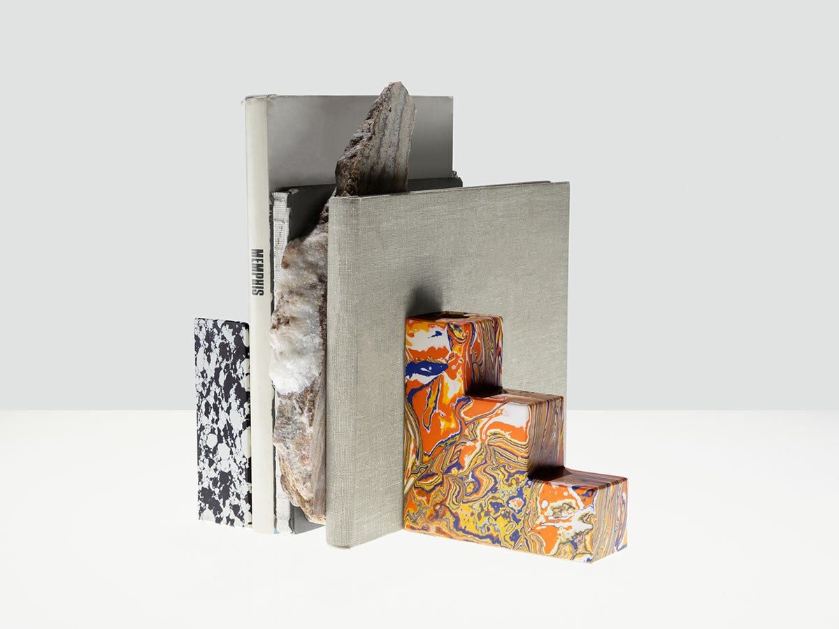 SWIRL STEPPED BOOKEND SET