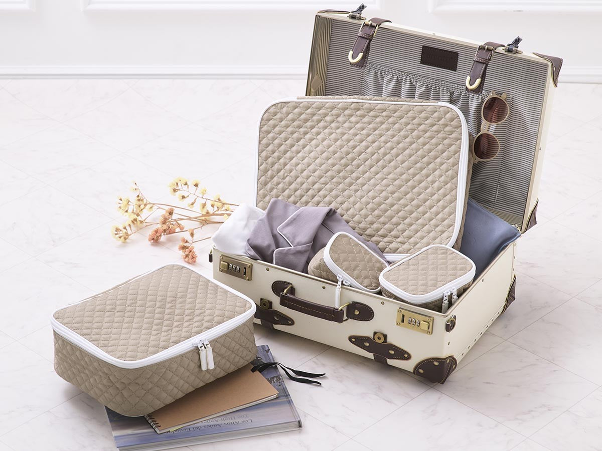 DIAMOND QUILT POUCH SET OF 4