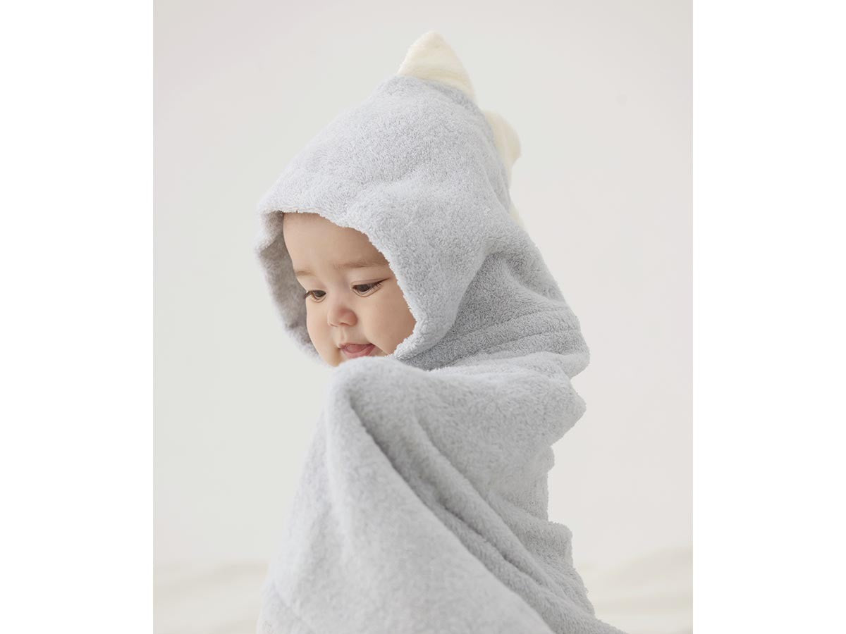 HOODIE BATH TOWEL & RUTTLE SET DINOSAUR_4