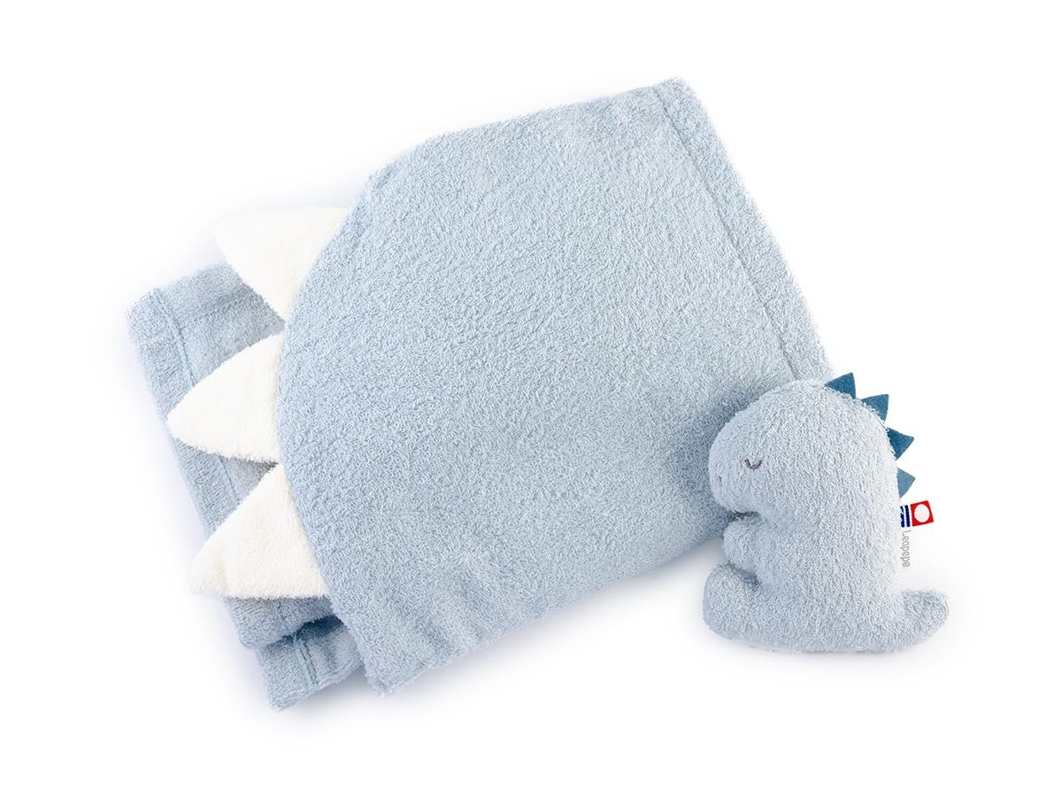 HOODIE BATH TOWEL & RUTTLE SET DINOSAUR_2