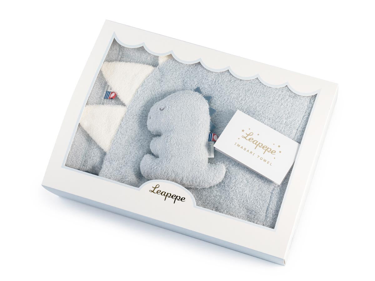 HOODIE BATH TOWEL & RUTTLE SET DINOSAUR_10