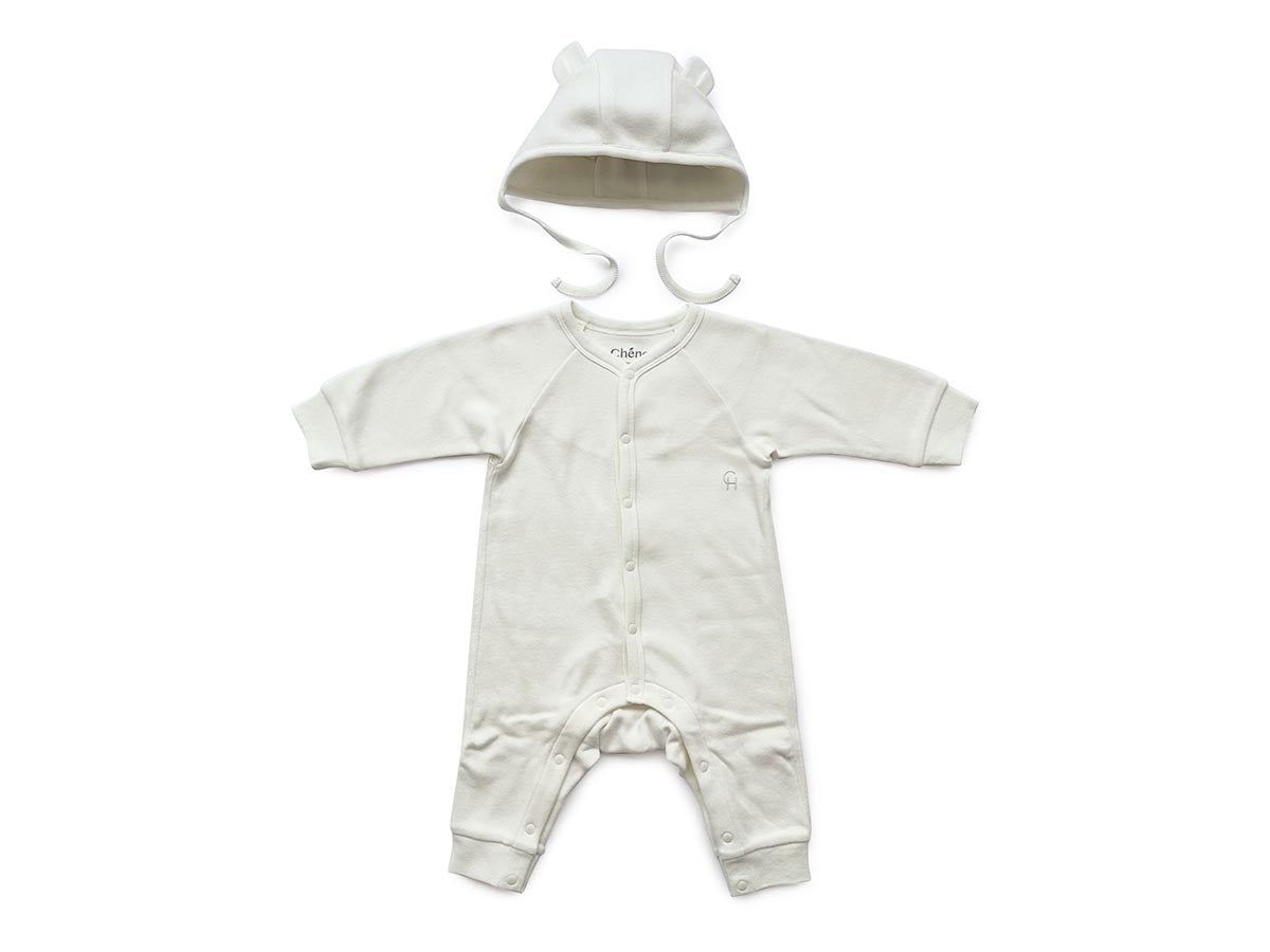 MARSHMALLOW SMOOTH COVERALL & BEAR EAR BONNET