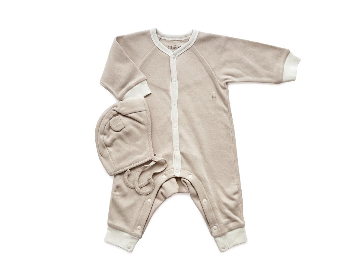 MARSHMALLOW SMOOTH COVERALL & BEAR EAR BONNET_2